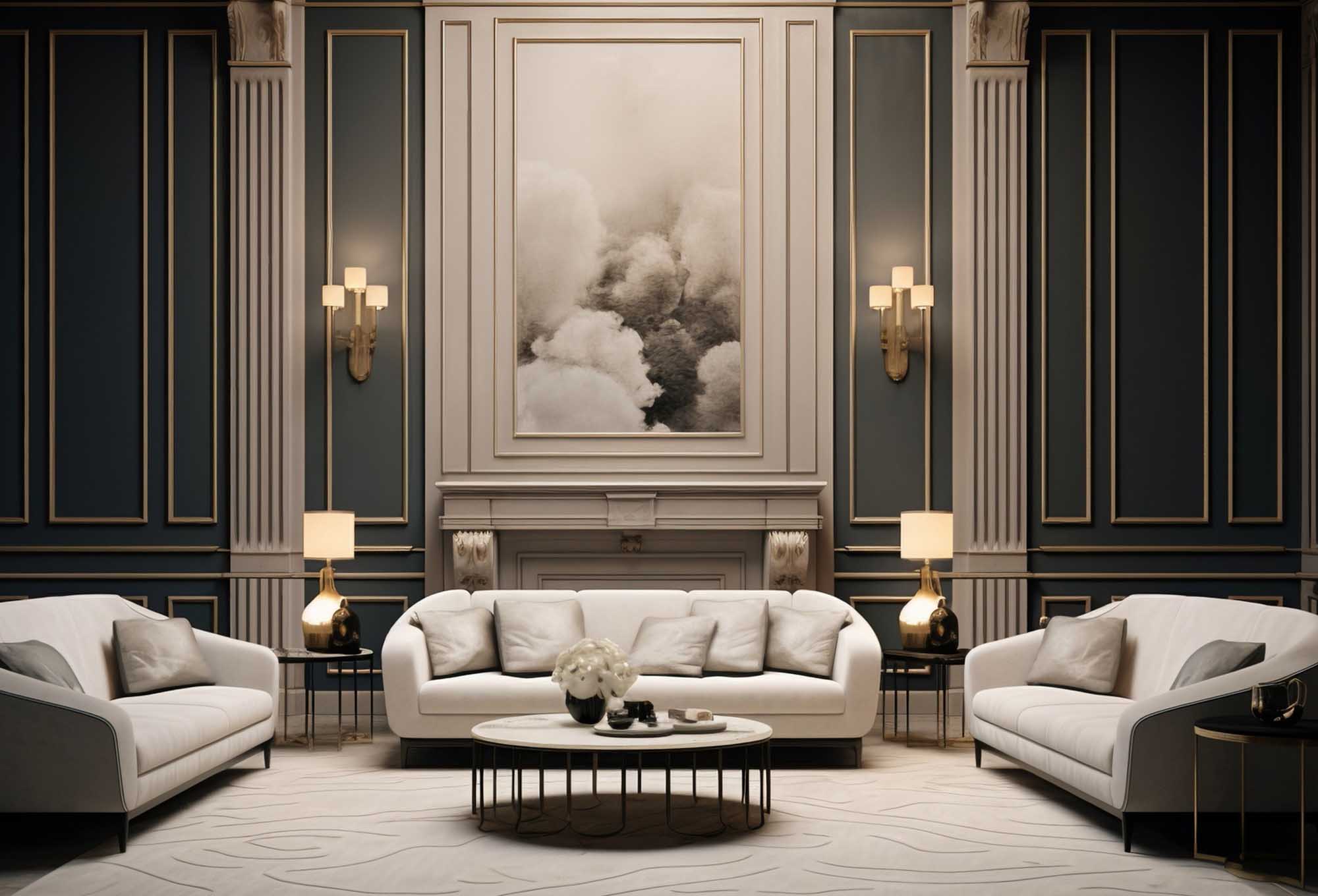 صالة استقبال فاخرة بتصميم داخلي وأرضيات سجاد فخمة